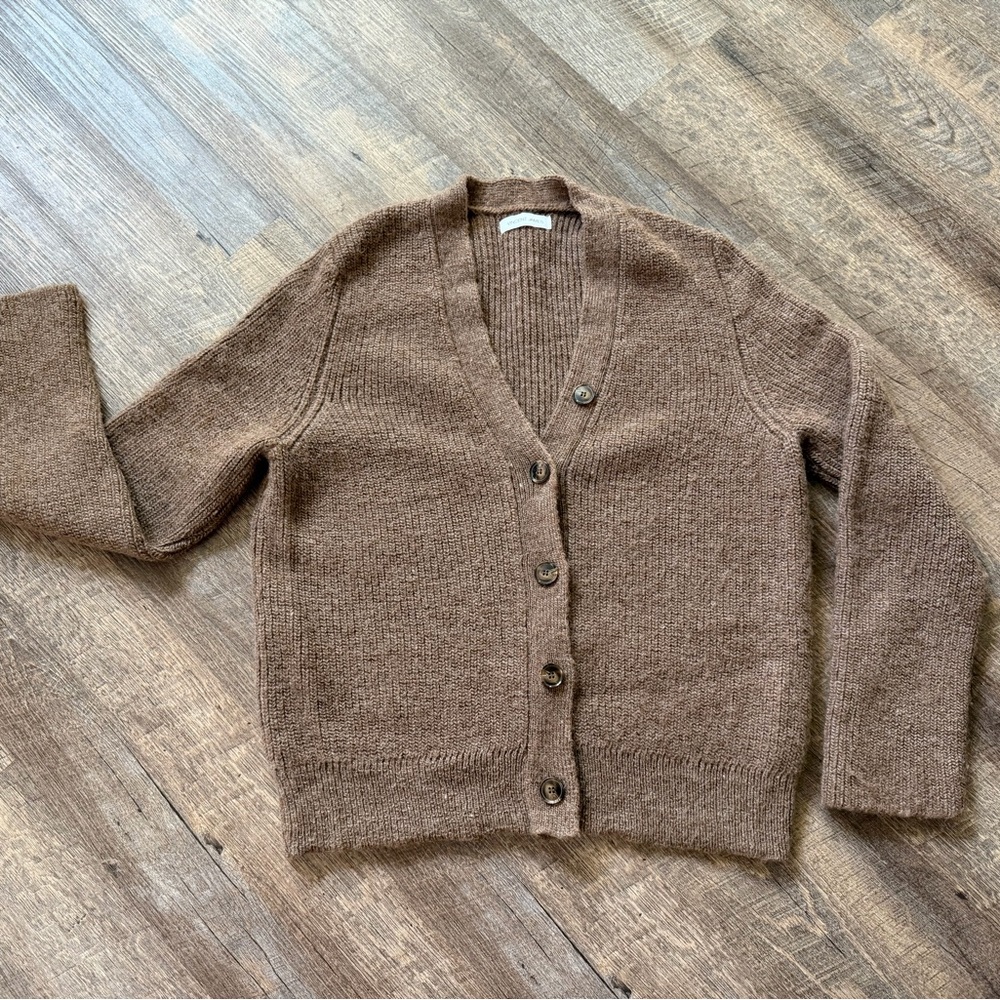 VINCENT JAMES SZ 1 (small) Brown Alpaca Wool Soil + Climate Beneficial Cardigan - Picture 7 of 8